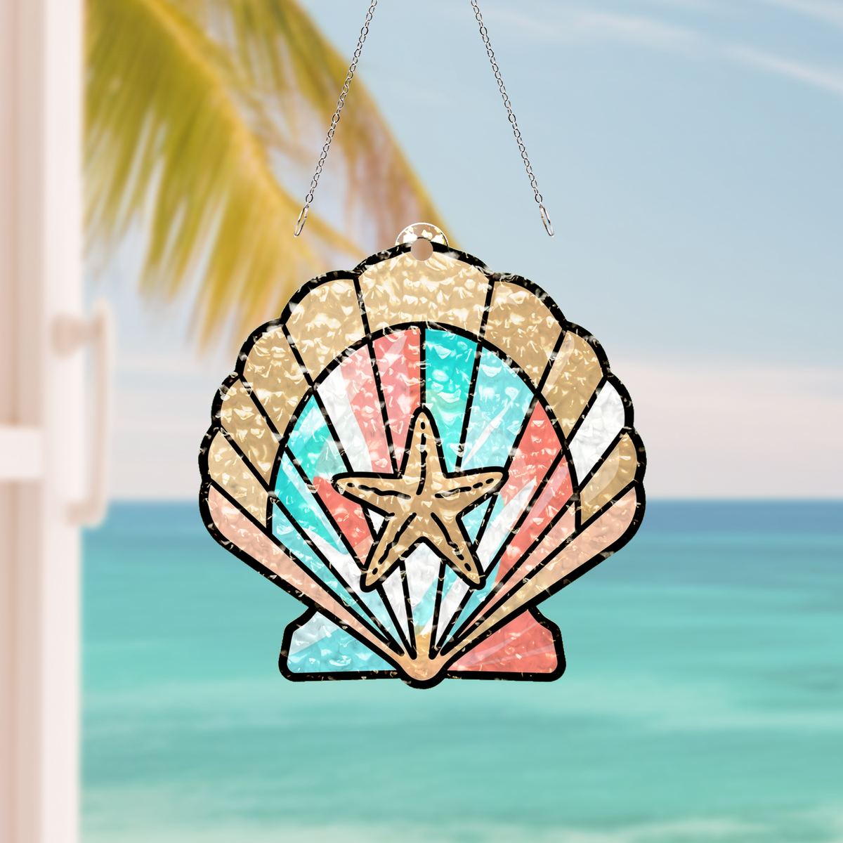 Seashell Starfish Arch Water Ripple Suncatcher