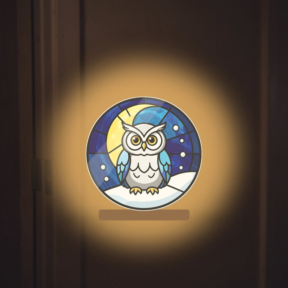 Snowy Owl Winter Moon Night Light Box
