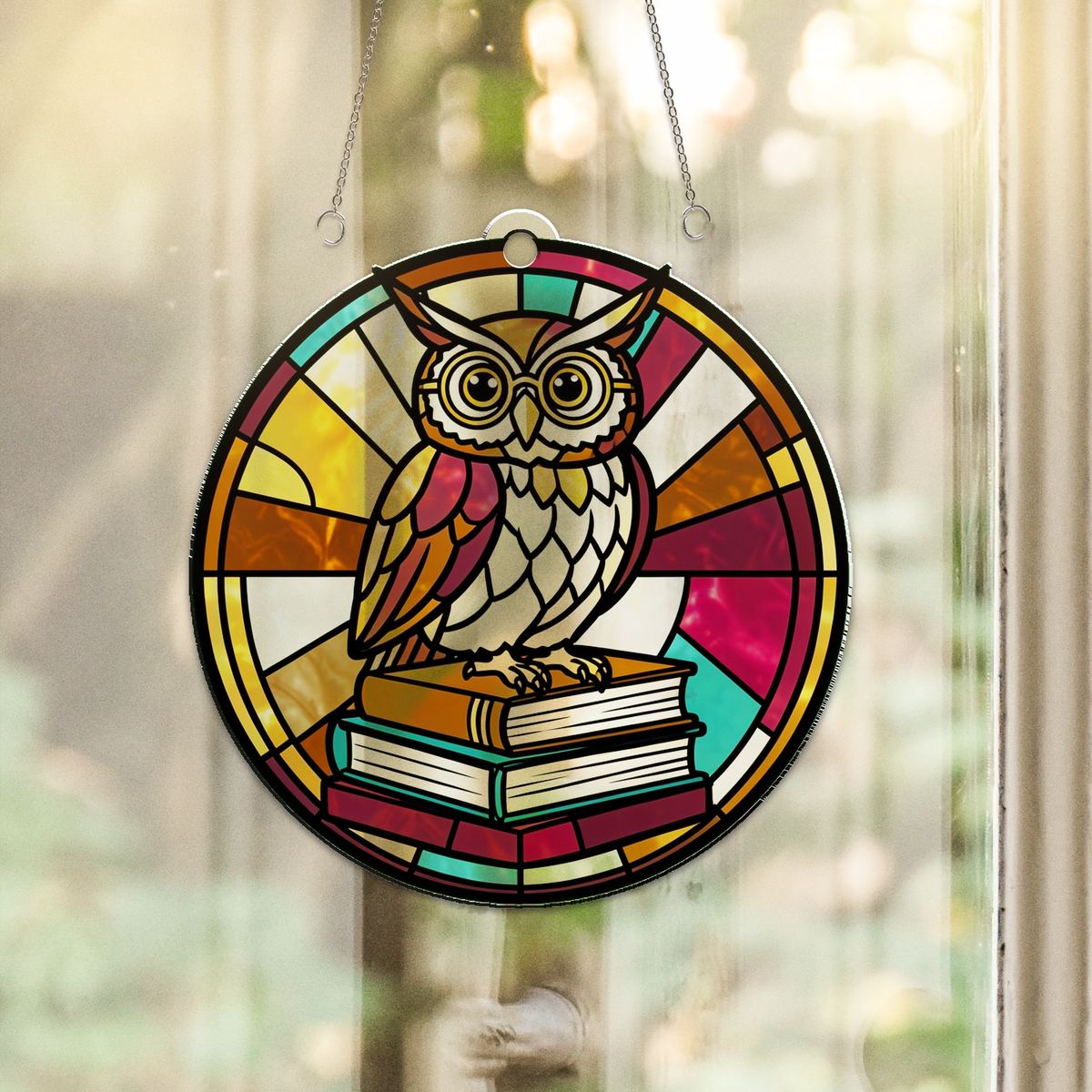 Wise Owl Books Circle Acrylic Suncatcher