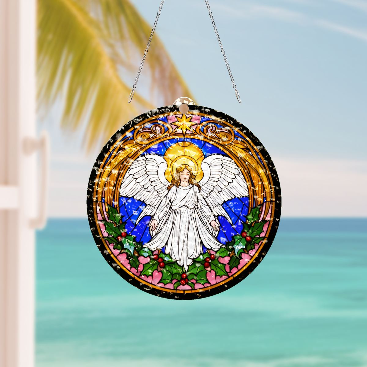 Christmas Angel Halo Circle Water Ripple Suncatcher