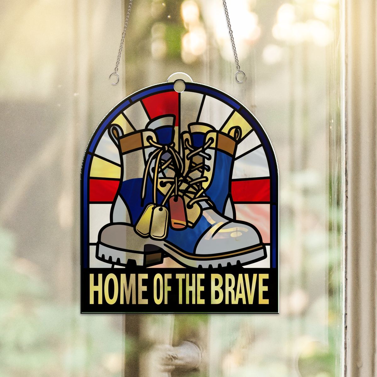 Veteran Dog Tags Boots Acrylic Suncatcher