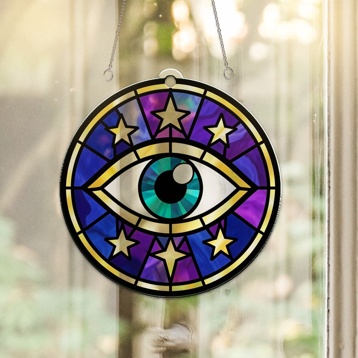 Celestial Eye Crescent Circle Acrylic Suncatcher