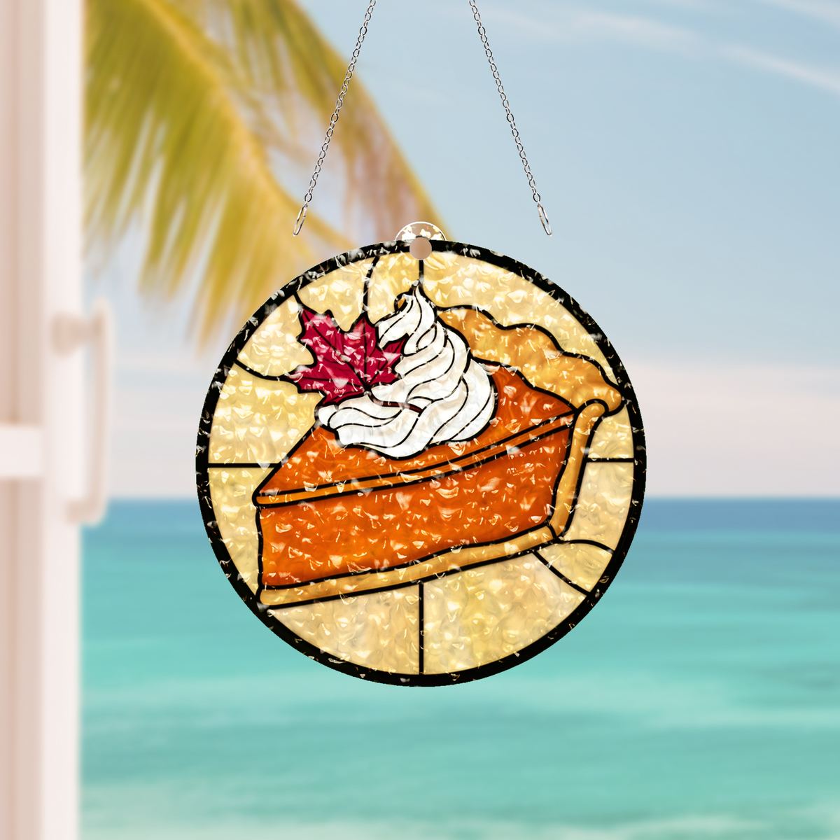 Pumpkin Pie Slice Circle Water Ripple Suncatcher