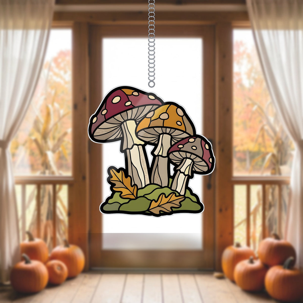 Autumn Mushroom Cluster Acrylic Suncatcher