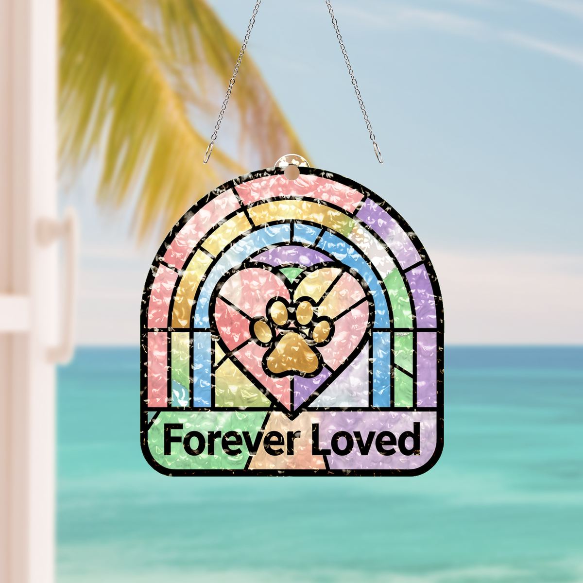Rainbow Bridge Pet Memorial Water Ripple Suncatcher