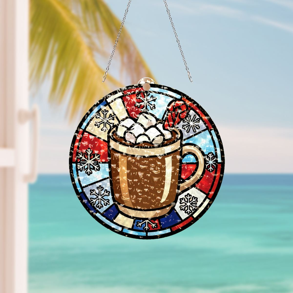 Hot Cocoa Mug Circle Water Ripple Suncatcher