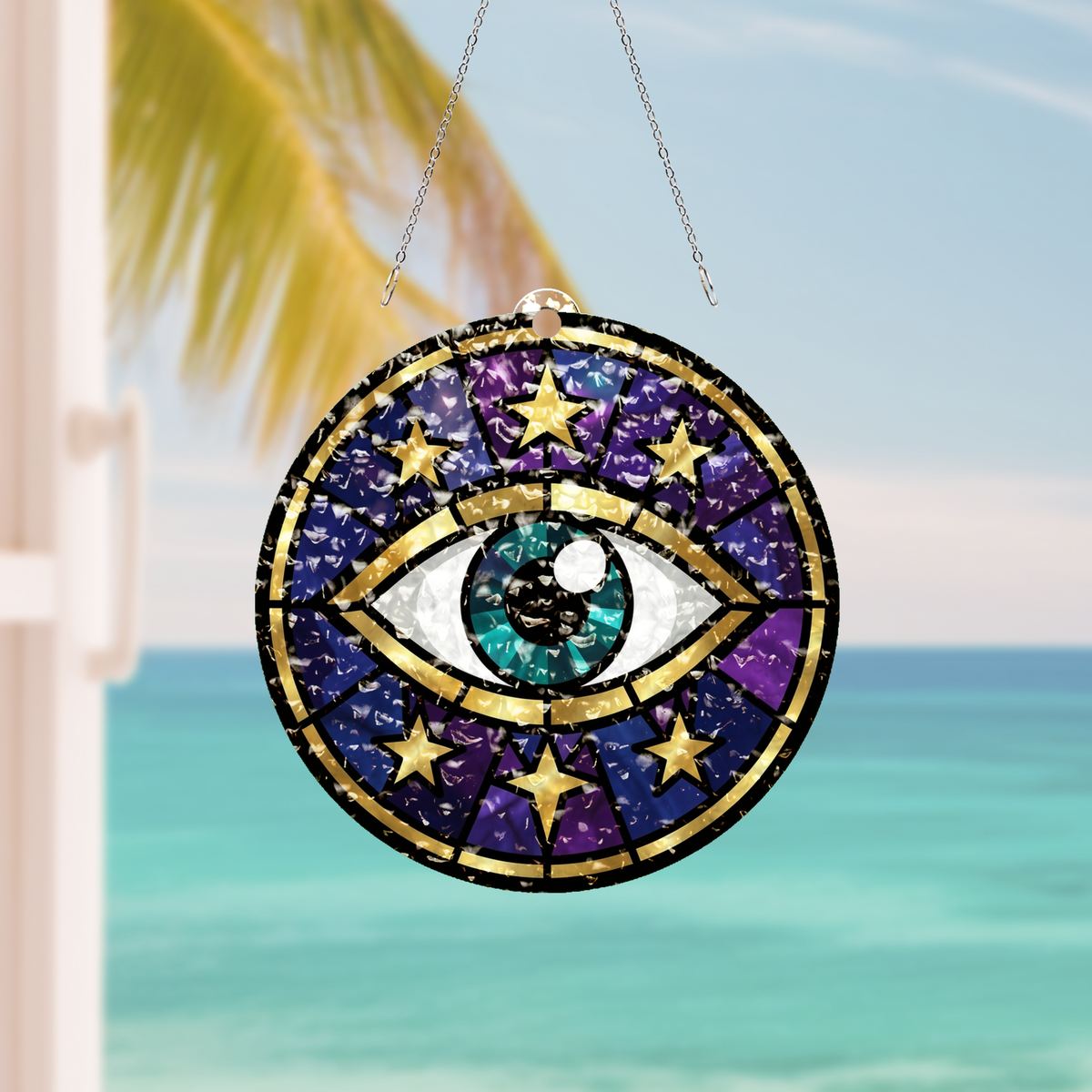 Celestial Eye Crescent Circle Water Ripple Suncatcher