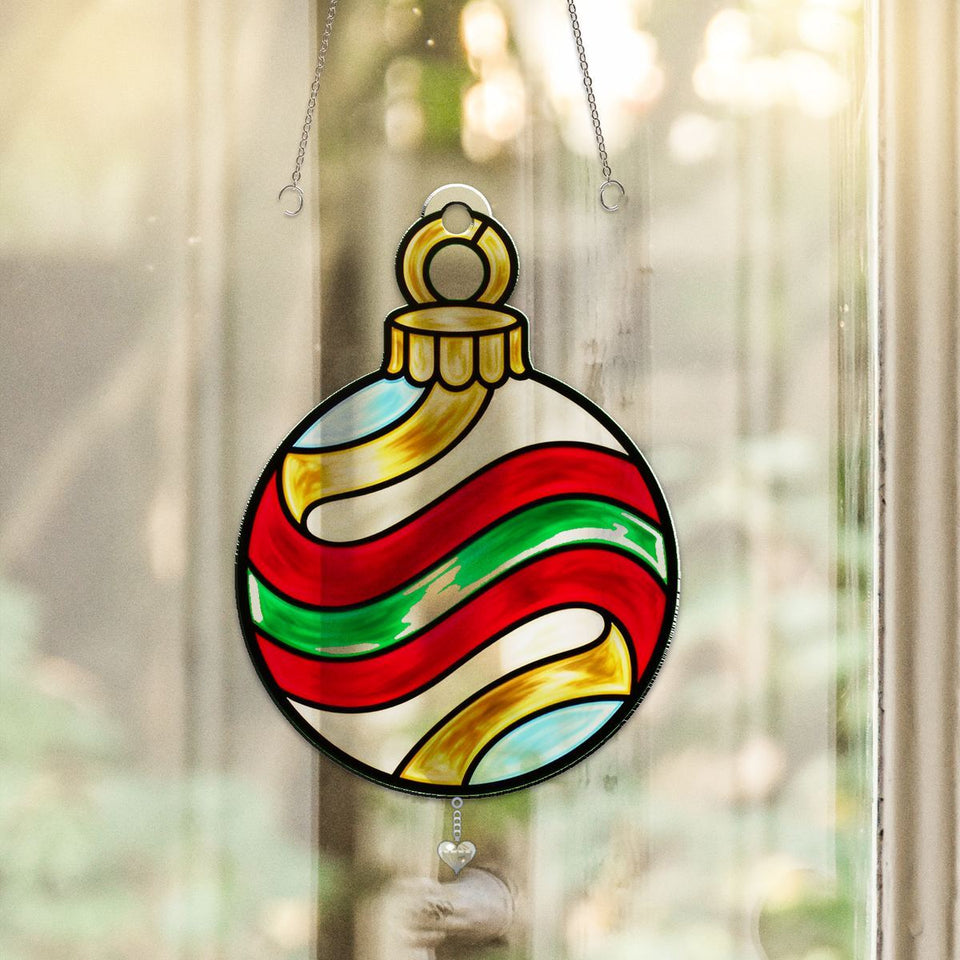 Vintage Ornament Swirl Acrylic Suncatcher with heart crystal