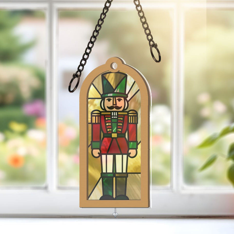 Nutcracker Soldier Arch Window Hanging Suncatcher with heart crystal