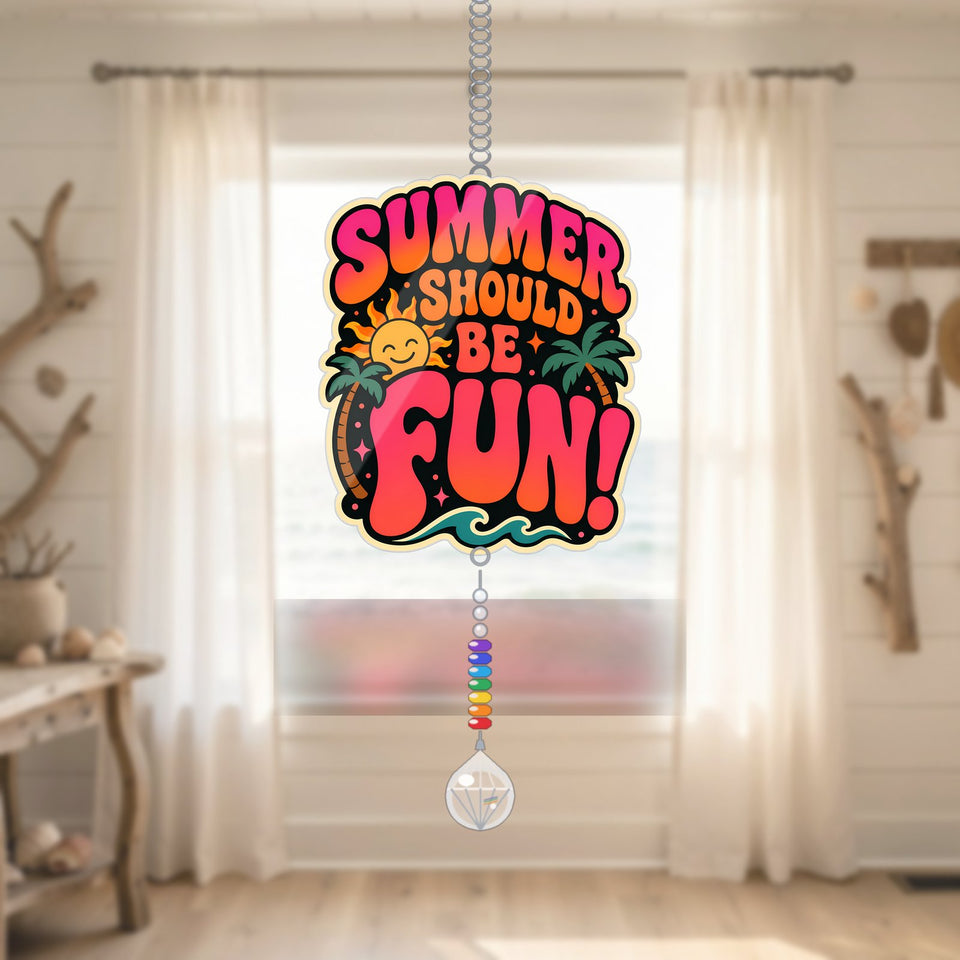 Retro Summer 3 Acrylic Suncatcher with teardrop crystal + rainbow chain