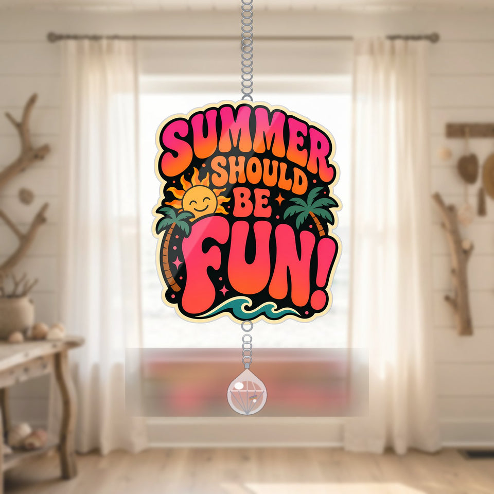 Retro Summer 3 Acrylic Suncatcher with teardrop crystal