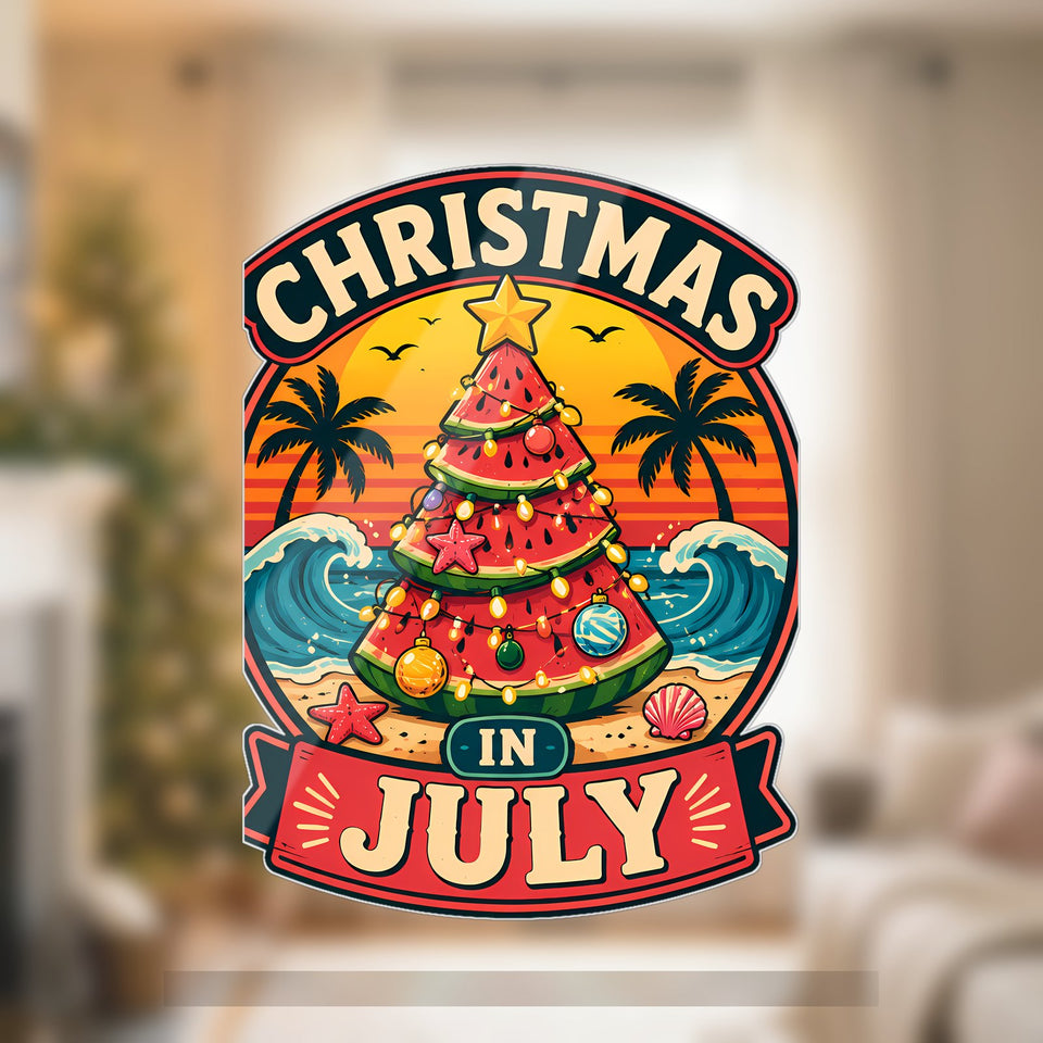 Watermelon Christmas Beach Acrylic Suncatcher