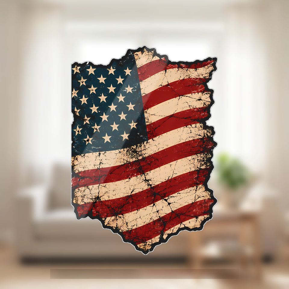 Waving American Flag Acrylic Suncatcher
