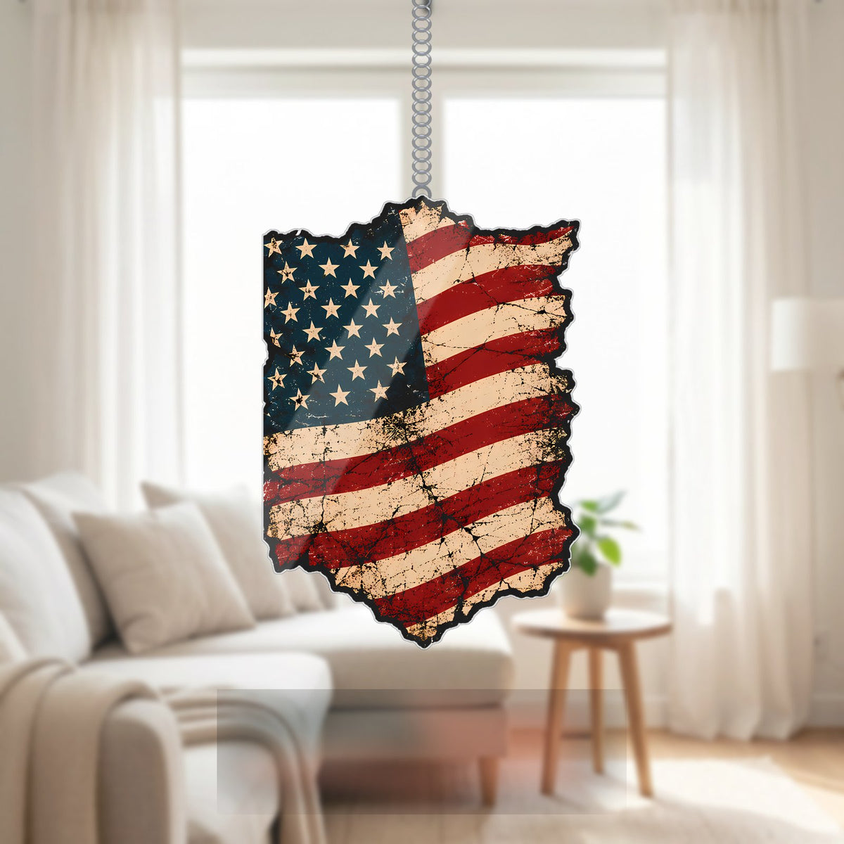 Waving American Flag Acrylic Suncatcher
