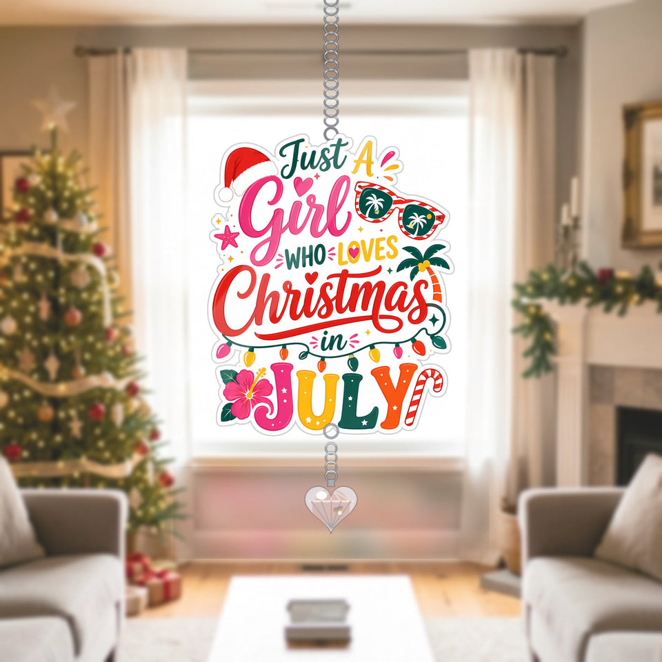 Christmas in July Sunglasses Acrylic Suncatcher with heart crystal