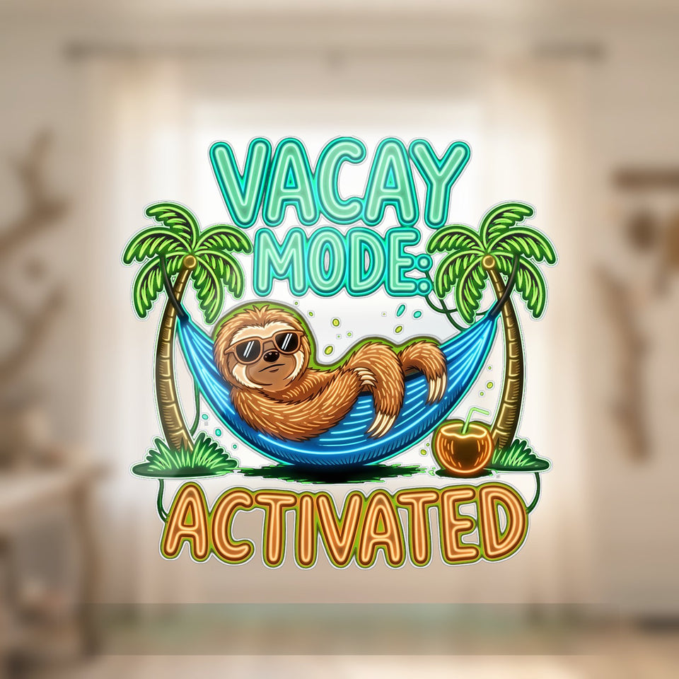 Vacay Mode Sloth Glow Acrylic Suncatcher