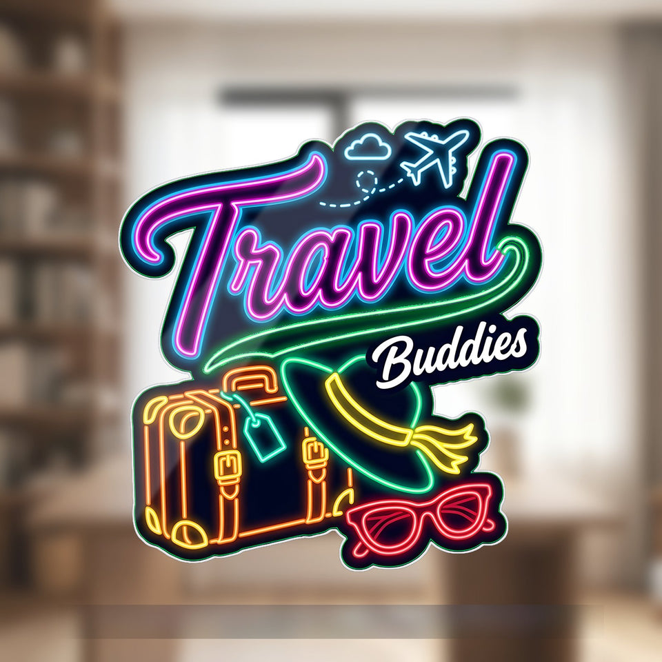 Travel Buddies Neon Acrylic Suncatcher