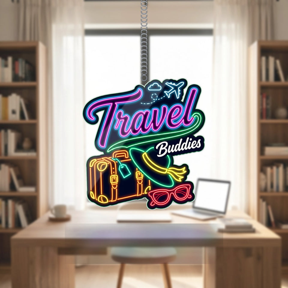 Travel Buddies Neon Acrylic Suncatcher
