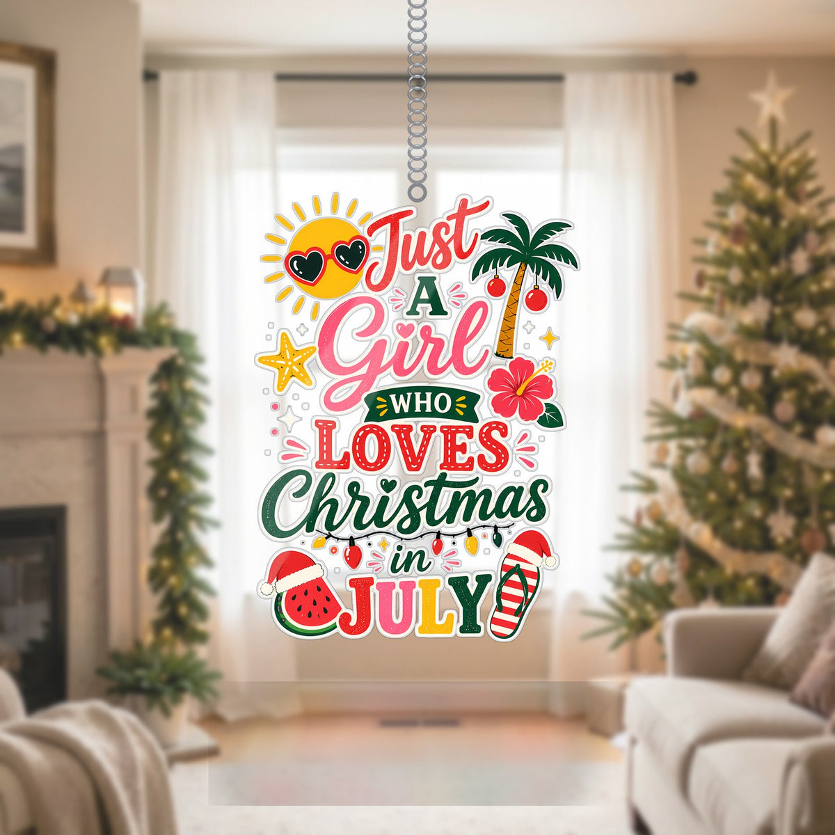 Christmas in July Tropical Acrylic Suncatcher