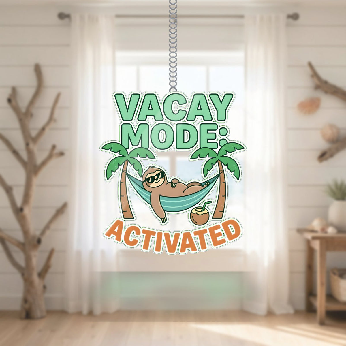 Hammock Sloth Vacay Mode Acrylic Suncatcher